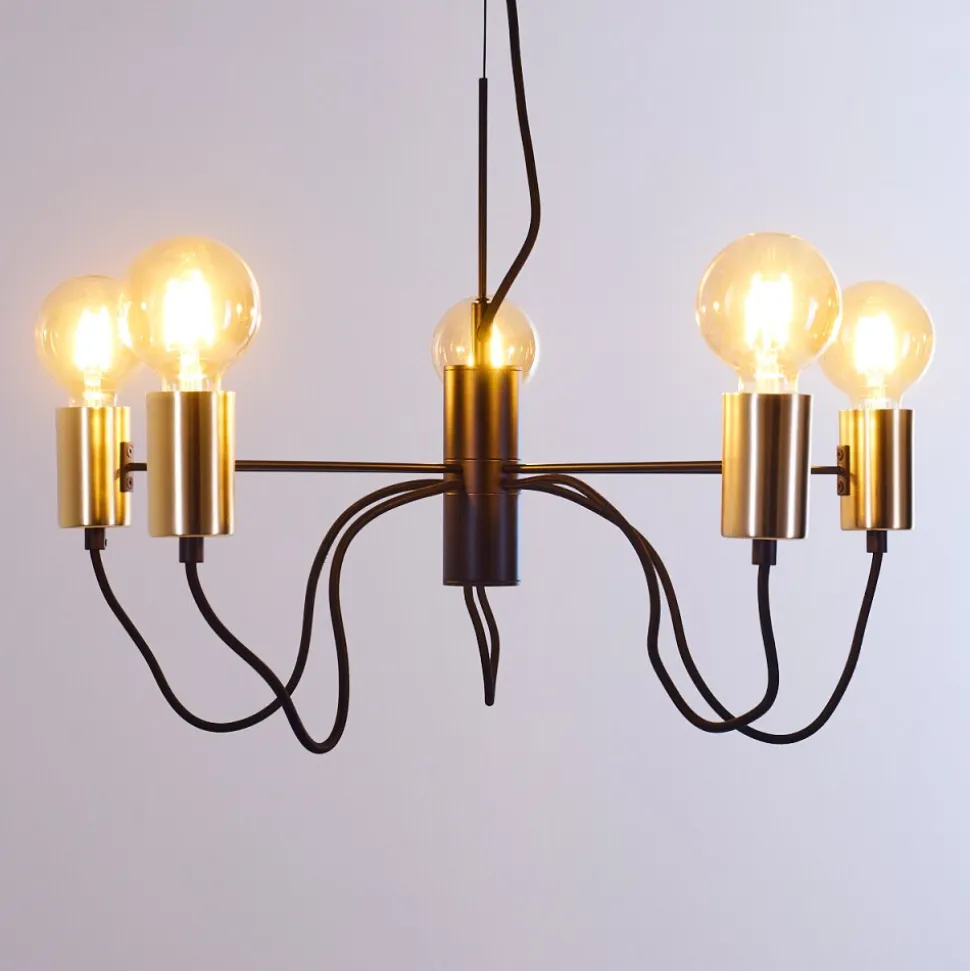 Suspension Gnarp Noir Dore, 5 Lumieres