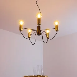 Suspension Gnarp Noir Dore, 5 Lumieres