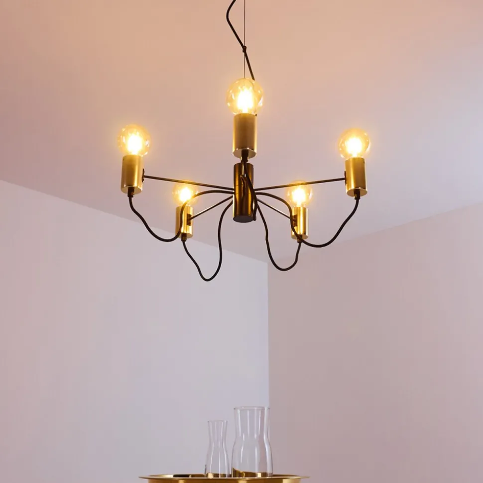 Suspension Gnarp Noir Dore, 5 Lumieres