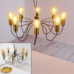 Suspension Gnarp Noir Dore, 8 Lumieres