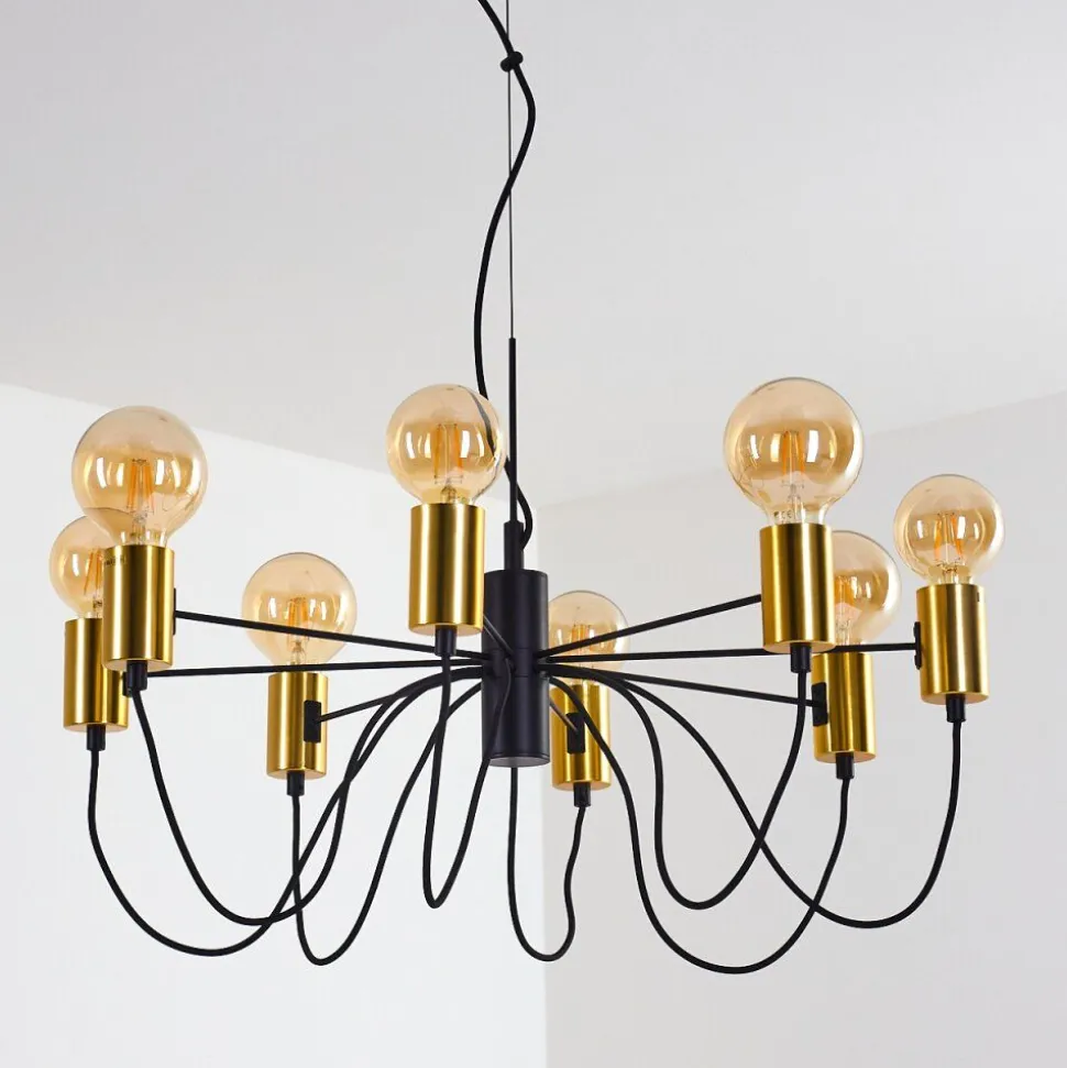 Suspension Gnarp Noir Dore, 8 Lumieres
