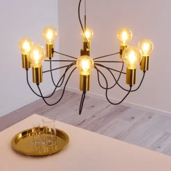 Suspension Gnarp Noir Dore, 8 Lumieres