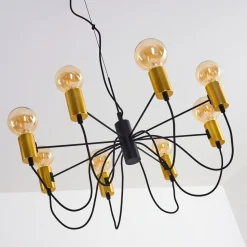 Suspension Gnarp Noir Dore, 8 Lumieres