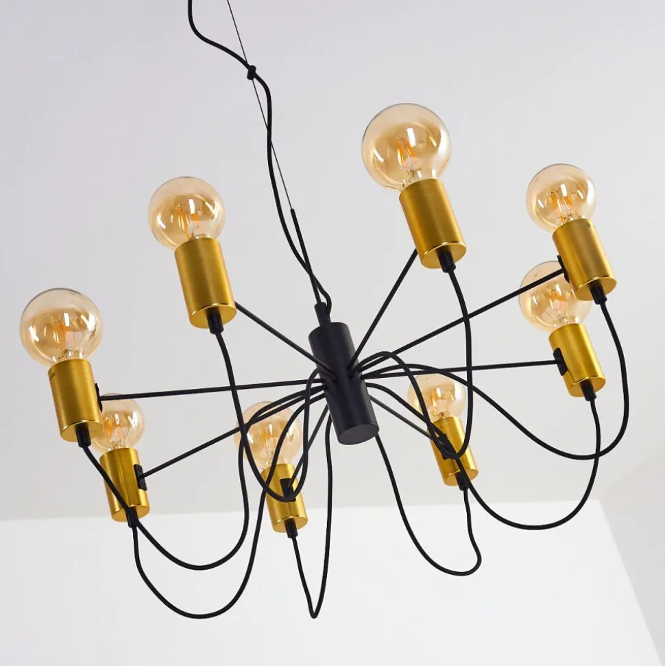 Suspension Gnarp Noir Dore, 8 Lumieres