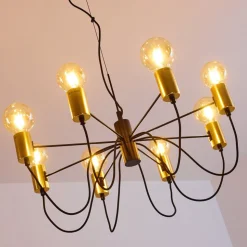 Suspension Gnarp Noir Dore, 8 Lumieres