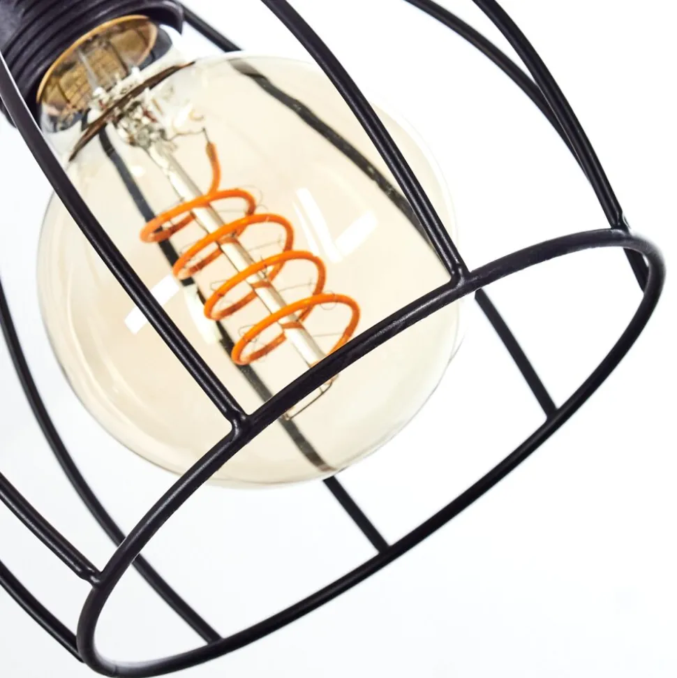 Suspension Gondo Bois Clair, Noir, 4 Lumieres
