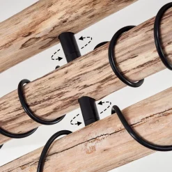 Suspension Gondo Bois Clair, Noir, 6 Lumieres