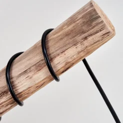 Suspension Gondo Bois Clair, Noir, 6 Lumieres