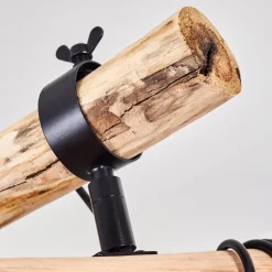Suspension Gondo Bois Fonce, Noir, 4 Lumieres