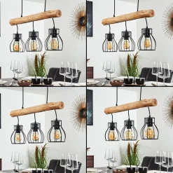 Suspension Gondo Brun, Noir, 3 Lumieres