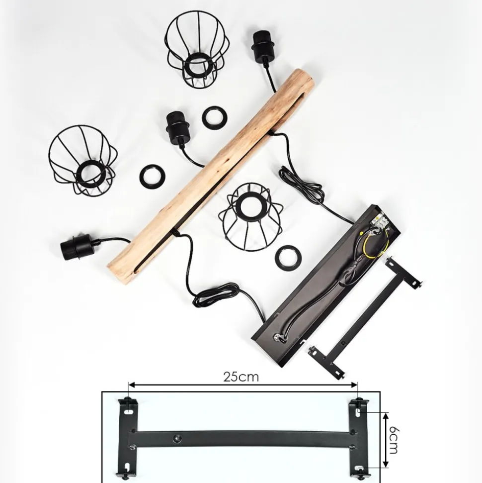 Suspension Gondo Brun, Noir, 3 Lumieres