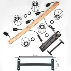 Suspension Gondo Brun, Noir, 5 Lumieres