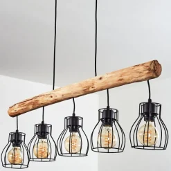 Suspension Gondo Brun, Noir, 5 Lumieres