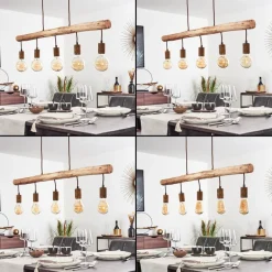 Suspension Gondo Brun, Rouille, 5 Lumieres