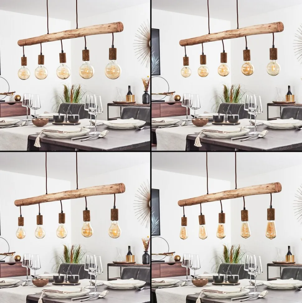 Suspension Gondo Brun, Rouille, 5 Lumieres