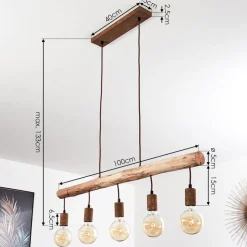 Suspension Gondo Brun, Rouille, 5 Lumieres