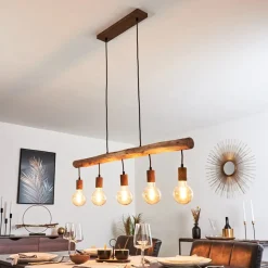 Suspension Gondo Brun, Rouille, 5 Lumieres