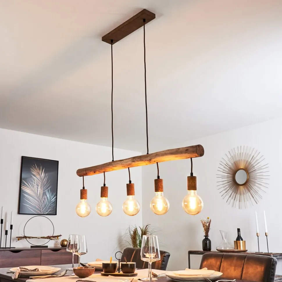 Suspension Gondo Brun, Rouille, 5 Lumieres