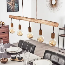 Suspension Gondo Brun, Rouille, 5 Lumieres