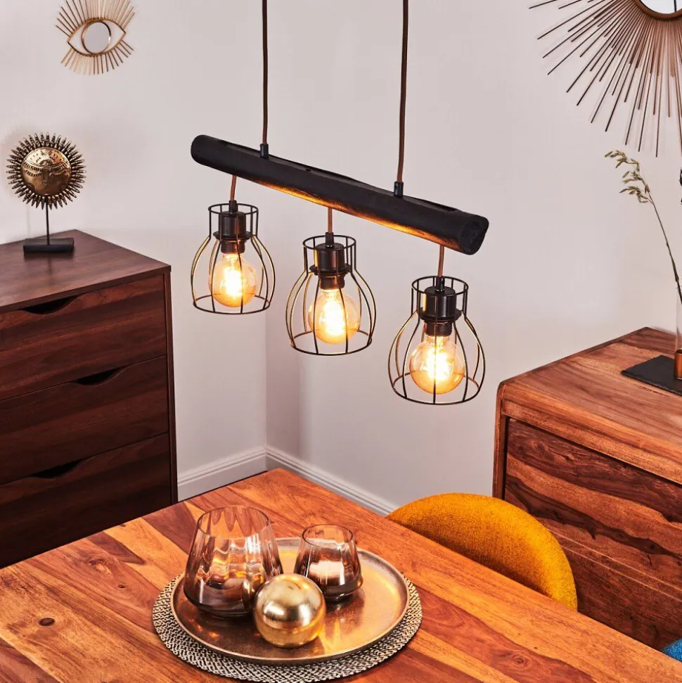 Suspension Gondo Noir, 3 Lumieres