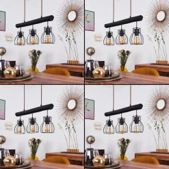 Suspension Gondo Noir, 3 Lumieres
