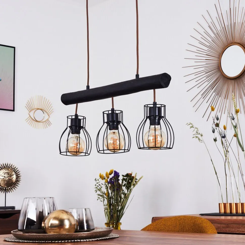 Suspension Gondo Noir, 3 Lumieres