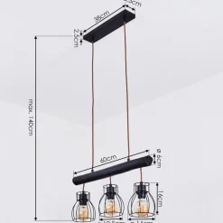 Suspension Gondo Noir, 3 Lumieres