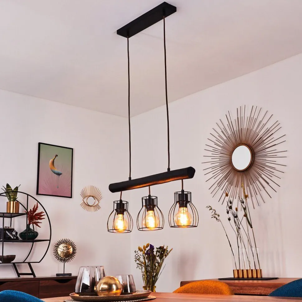 Suspension Gondo Noir, 3 Lumieres