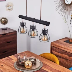 Suspension Gondo Noir, 3 Lumieres