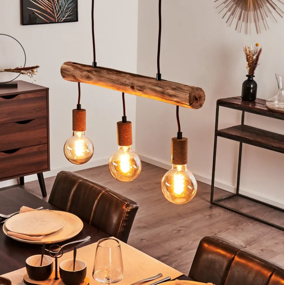 Suspension Gondo Rouille, 3 Lumieres