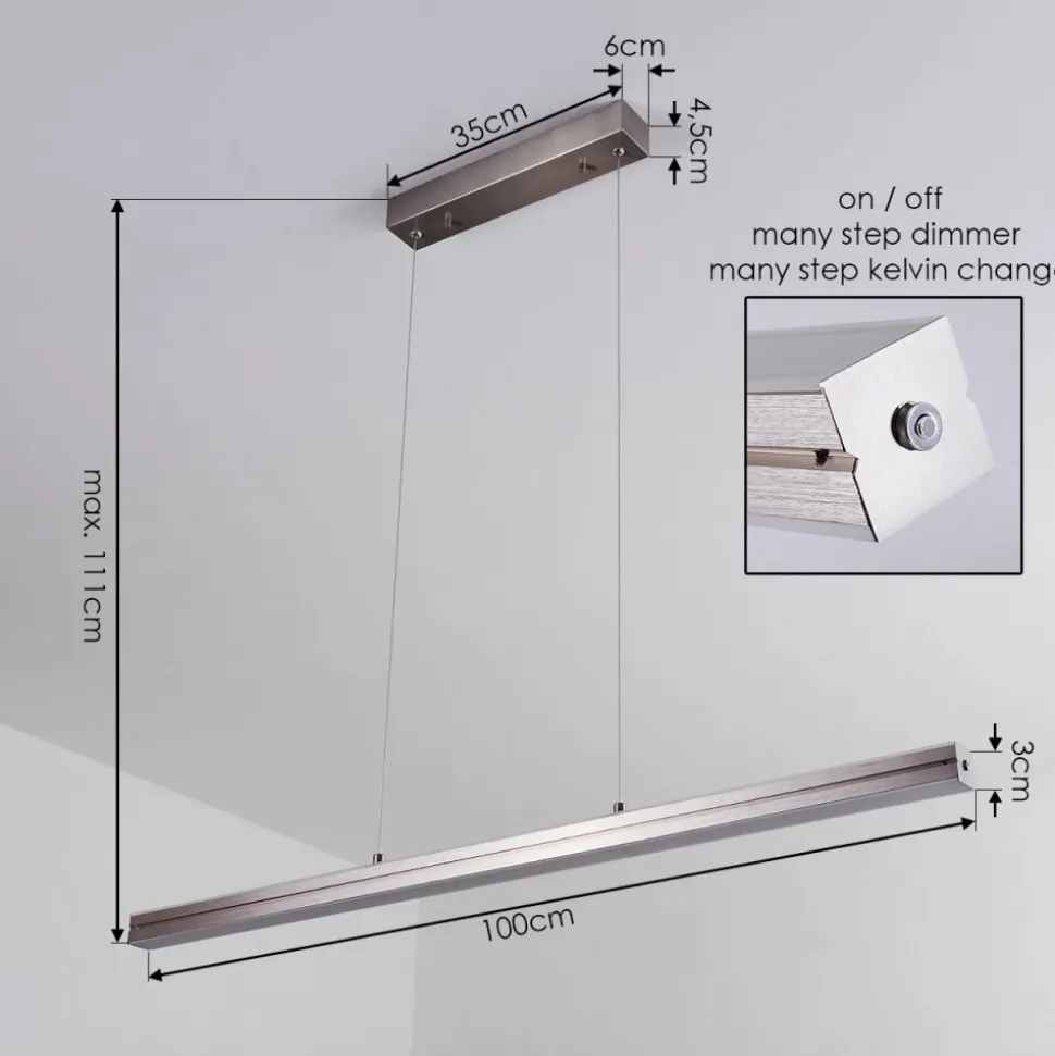 Suspension Goun Led Nickel Mat, 2 Lumieres