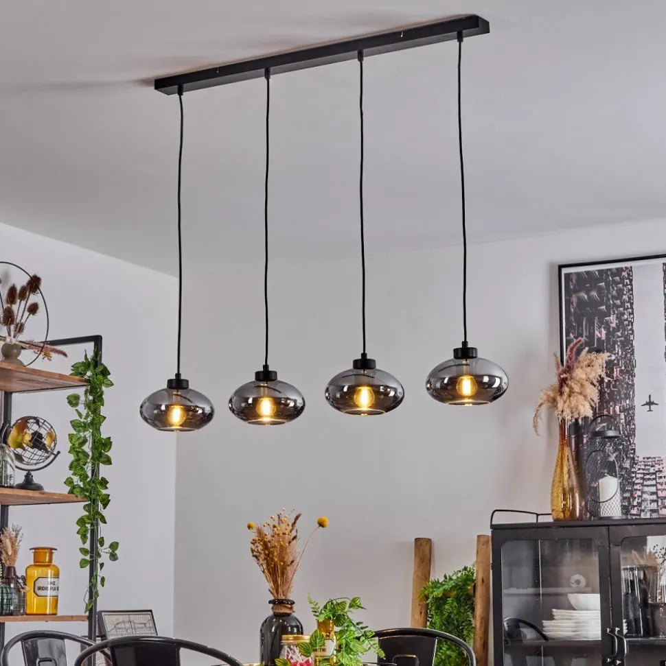 Suspension Haikala Noir, 4 Lumieres