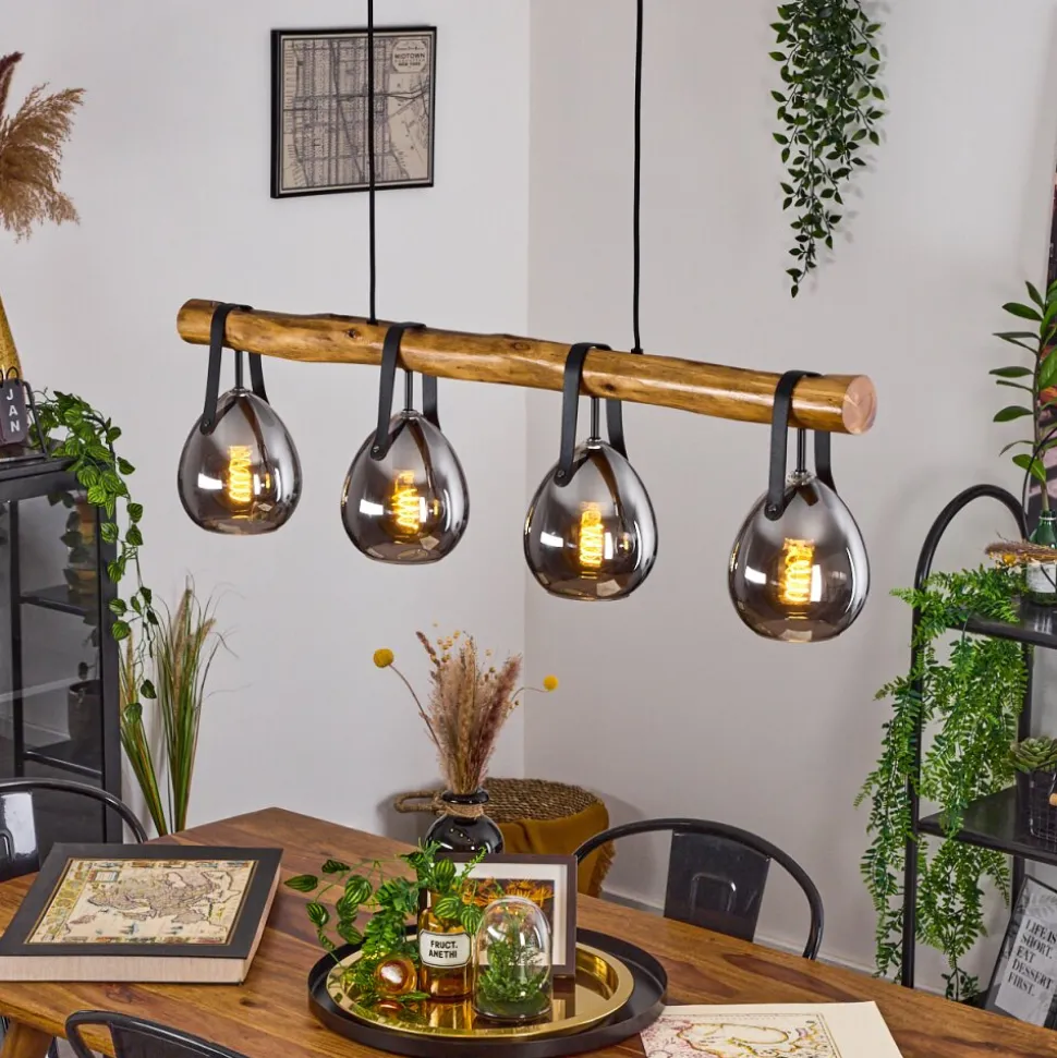 Suspension Hocker Ecru, Noir, 4 Lumieres