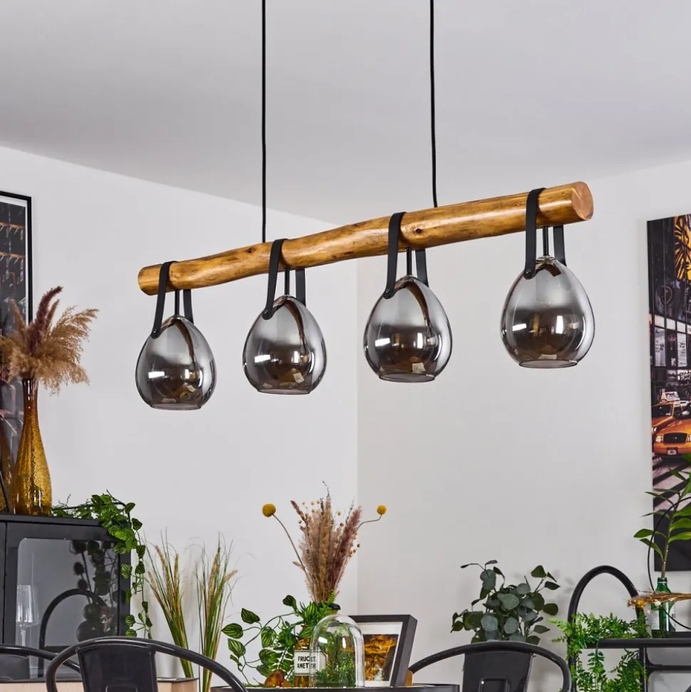 Suspension Hocker Ecru, Noir, 4 Lumieres