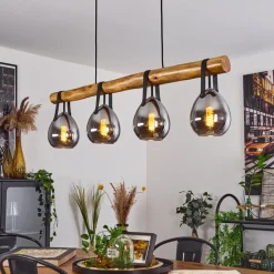 Suspension Hocker Ecru, Noir, 4 Lumieres