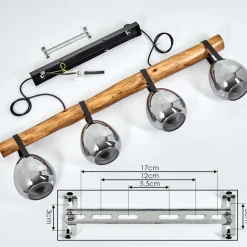 Suspension Hocker Ecru, Noir, 4 Lumieres