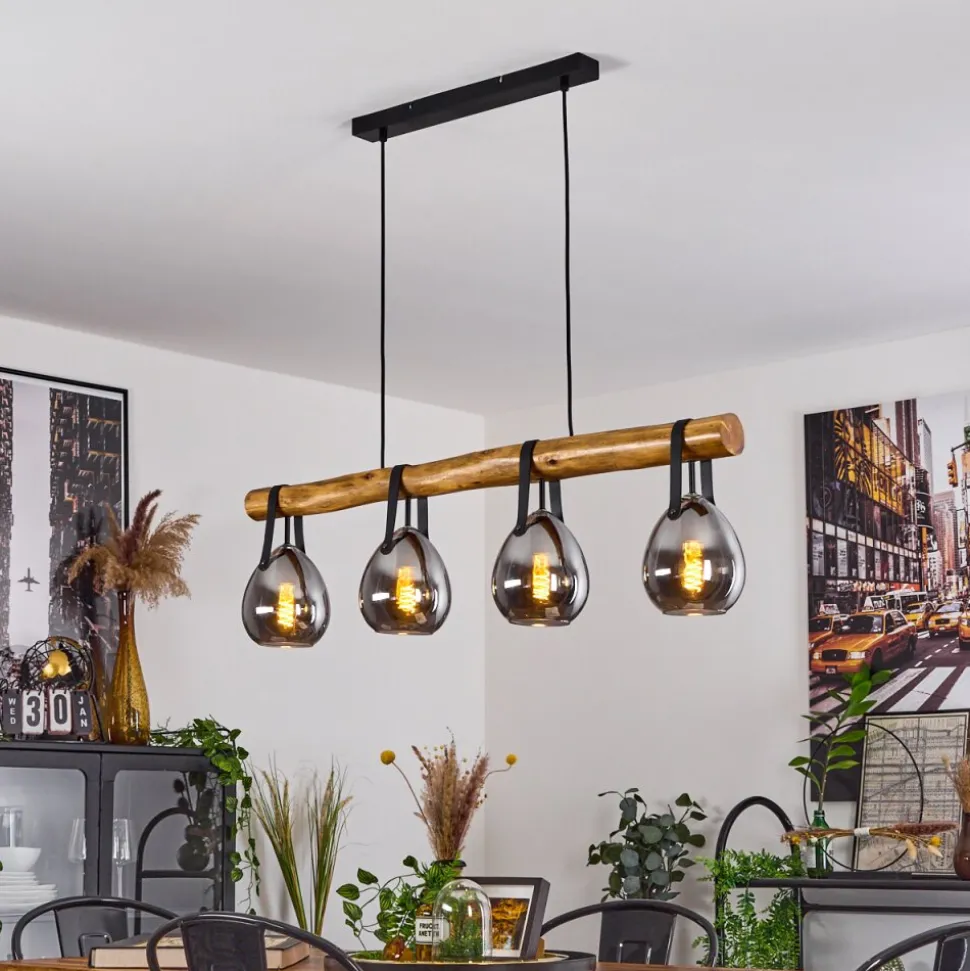 Suspension Hocker Ecru, Noir, 4 Lumieres