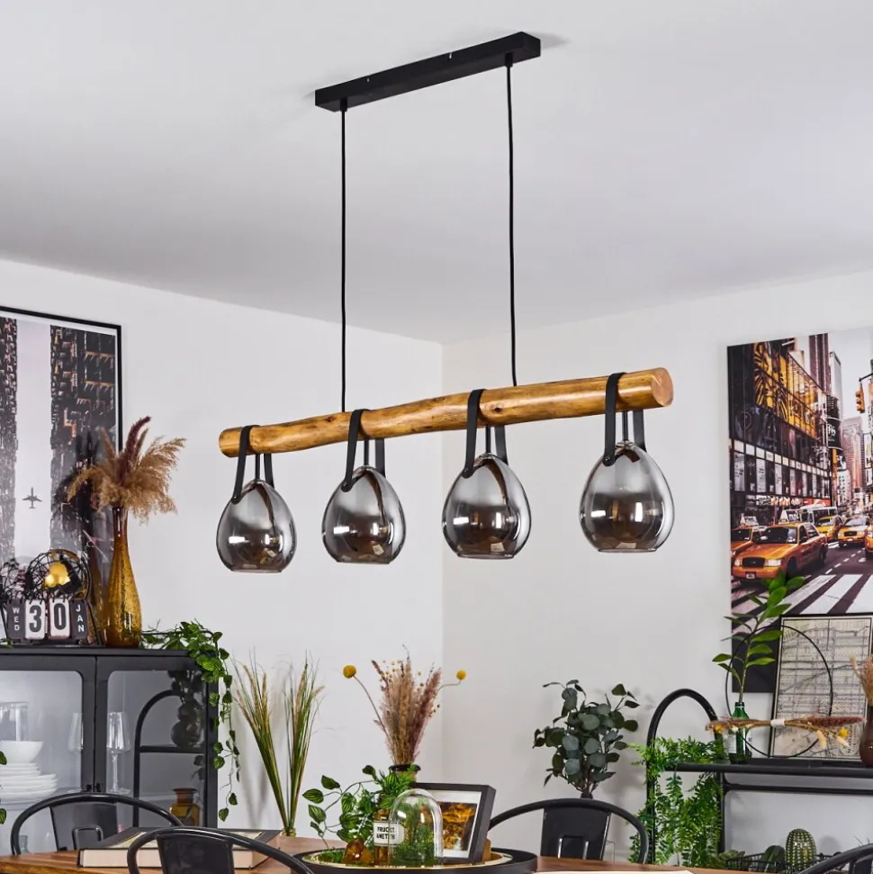 Suspension Hocker Ecru, Noir, 4 Lumieres