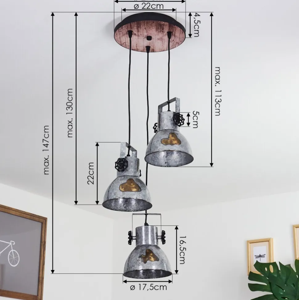 Suspension Hora Bois Fonce, Noir, 3 Lumieres