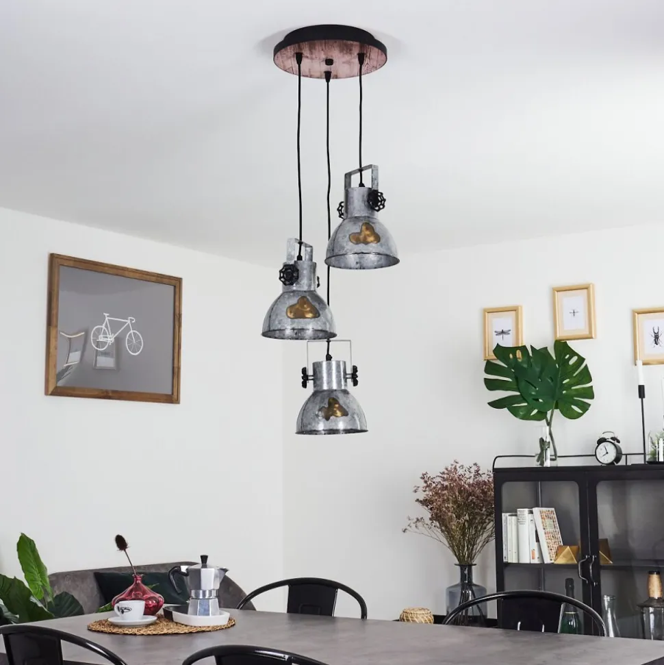 Suspension Hora Bois Fonce, Noir, 3 Lumieres