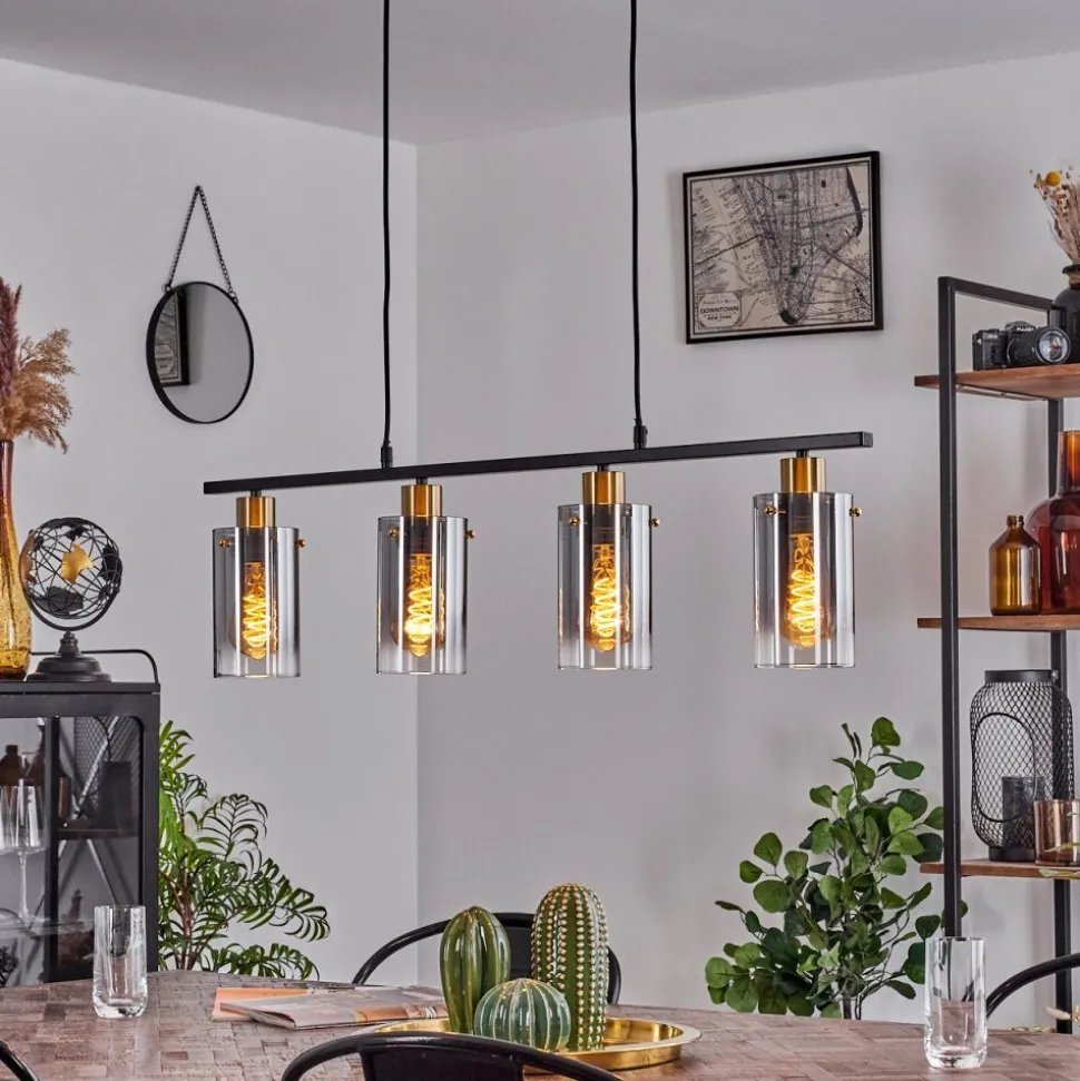 Suspension Hunouri Noir, 4 Lumieres