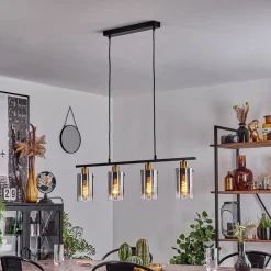 Suspension Hunouri Noir, 4 Lumieres