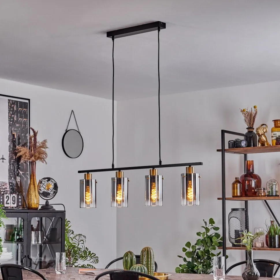 Suspension Hunouri Noir, 4 Lumieres