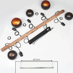 Suspension Imana Bois Clair, Noir, 5 Lumieres