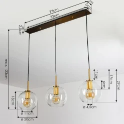 Suspension Karo Laiton, Noir, 3 Lumieres