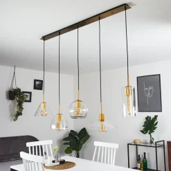 Suspension Karo Laiton, Noir, 5 Lumieres