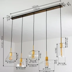 Suspension Karo Laiton, Noir, 5 Lumieres