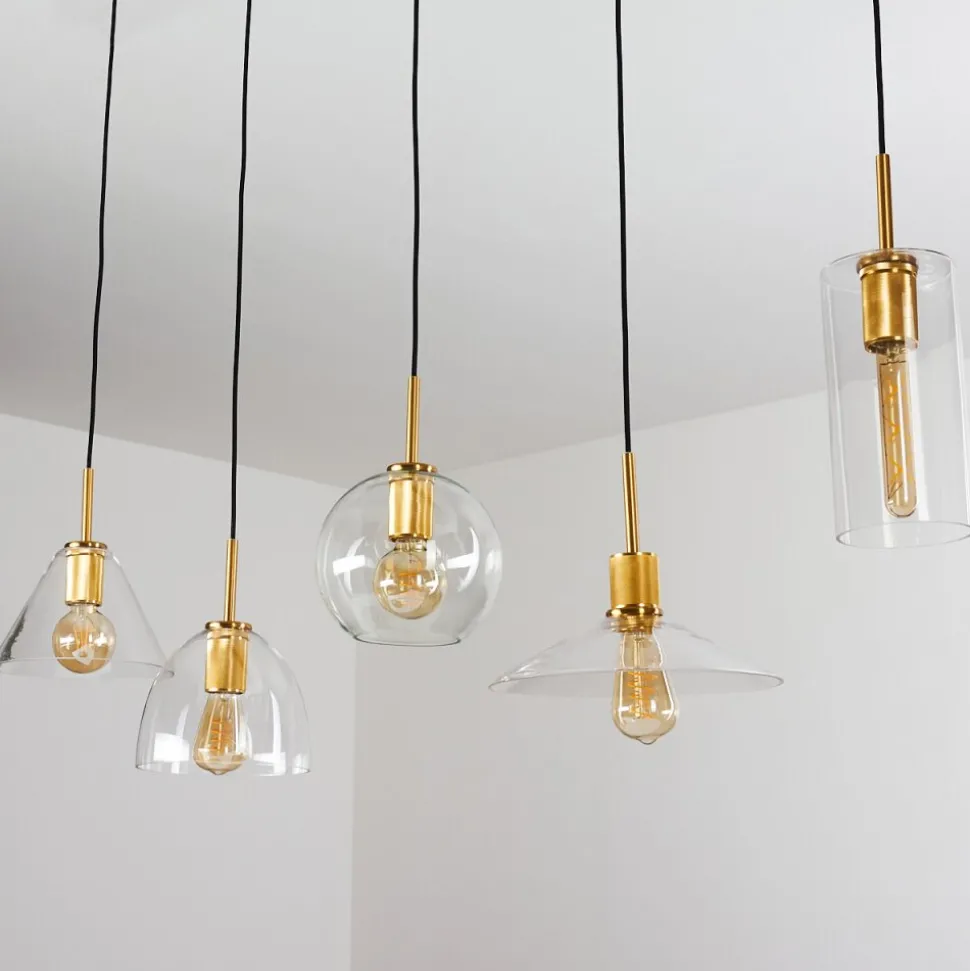 Suspension Karo Laiton, Noir, 5 Lumieres