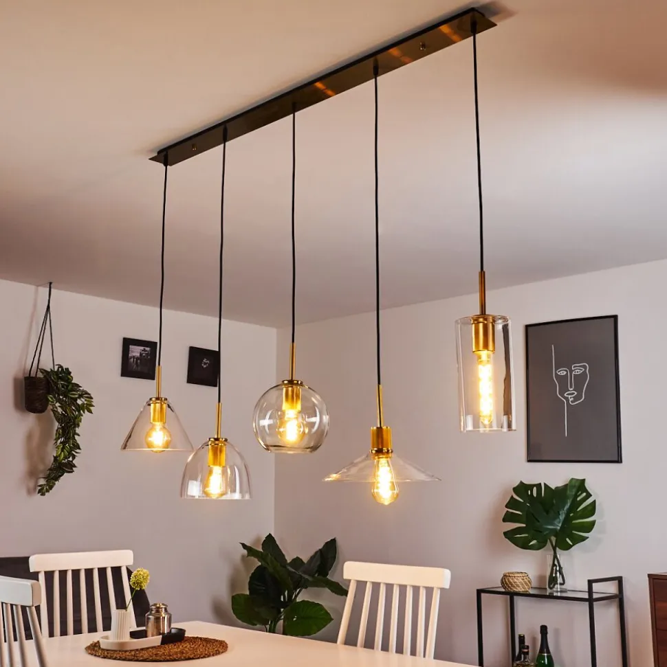 Suspension Karo Laiton, Noir, 5 Lumieres