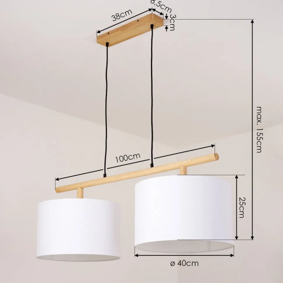 Suspension Kelapa Ecru, 2 Lumieres